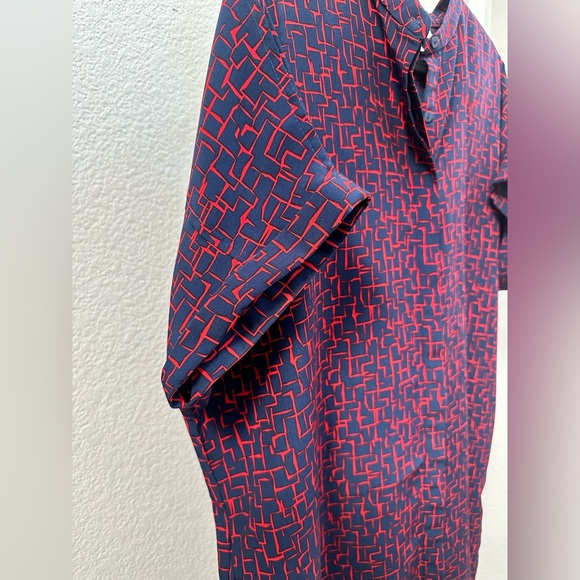 Prologue Shirt Dress Abstract Blue and Red Size Small - Picture 5 of 8